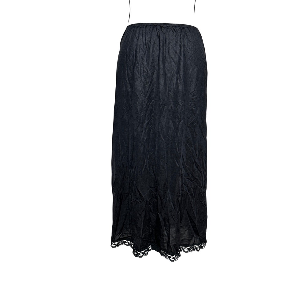 VTG Deena Black Lace Trim Full Slip Skirt Womens Small Whimsy‎ Goth Fairy USA
